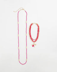 Chico's Convertible Beaded Pendant Necklace PINK