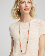 Chico's Beaded Single Strand Necklace WARM MULTI
