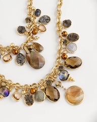 Chico's Faceted Gem Drop Off Bib Necklace NEUTRAL