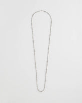 Chico's Silvertone Long Beaded Necklace SILVER