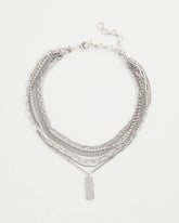 Chico's Silver Tone Pave Multistrand Necklace SILVER