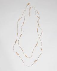 Chico's Long Faux-Pearl and Goldtone Double-Strand Necklace GOLD