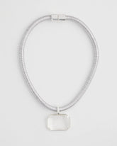 Chico's Silvertone Gem Pendant Cord Necklace SILVER