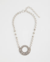 Chico's Sparkling Silvertone Circle Pendant Necklace SILVER