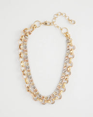 Chico's Convertible Tri-Tone Short Necklace MIXED METALS