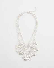 Chico's Double Square Charm Pendant Necklace SILVER