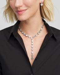 Chico's Bezel Set Silvertone Y-Necklace SILVER