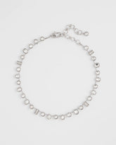 Chico's Bezel Set Short Silvertone Necklace SILVER