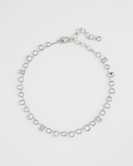 Chico's Bezel Set Short Silvertone Necklace SILVER