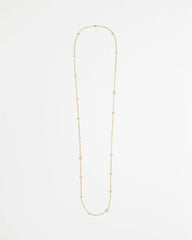 Chico's Fine Crystal Long Chain Necklace GOLD