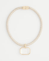 Chico's Goldtone Glass Gem Pendant Cord Necklace GOLD