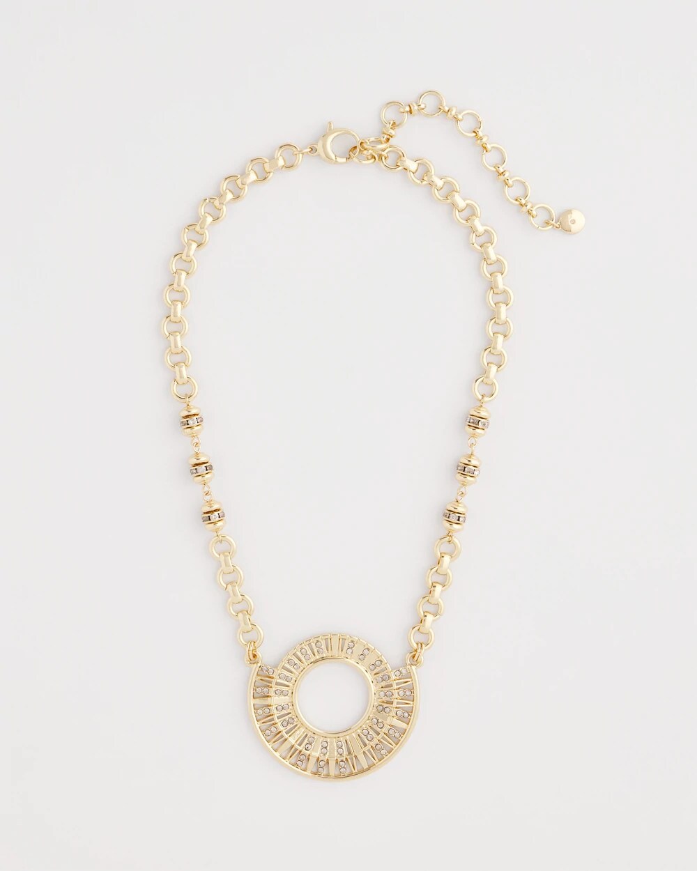 Chico's Sparkling Goldtone Circle Pendant Necklace GOLD