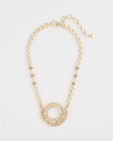 Chico's Sparkling Goldtone Circle Pendant Necklace GOLD