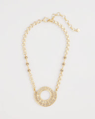 Chico's Sparkling Goldtone Circle Pendant Necklace GOLD