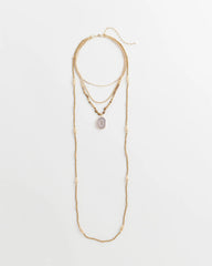Chico's Convertible Agate Pendant Necklace NEUTRAL