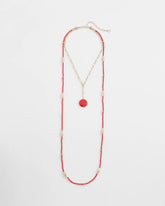 Chico's Convertible Beaded Pendant Necklace RED