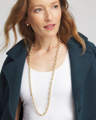 Chico's Faux Pearl Single-Strand Link Chain Necklace PEARL