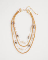 Chico's Multistrand Gold & Pink Tone Necklace PINK