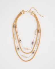 Chico's Multistrand Gold & Pink Tone Necklace PINK