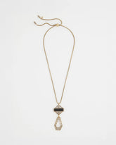 Chico's Adjustable Amulet Pendant Necklace BLACK/GOLD
