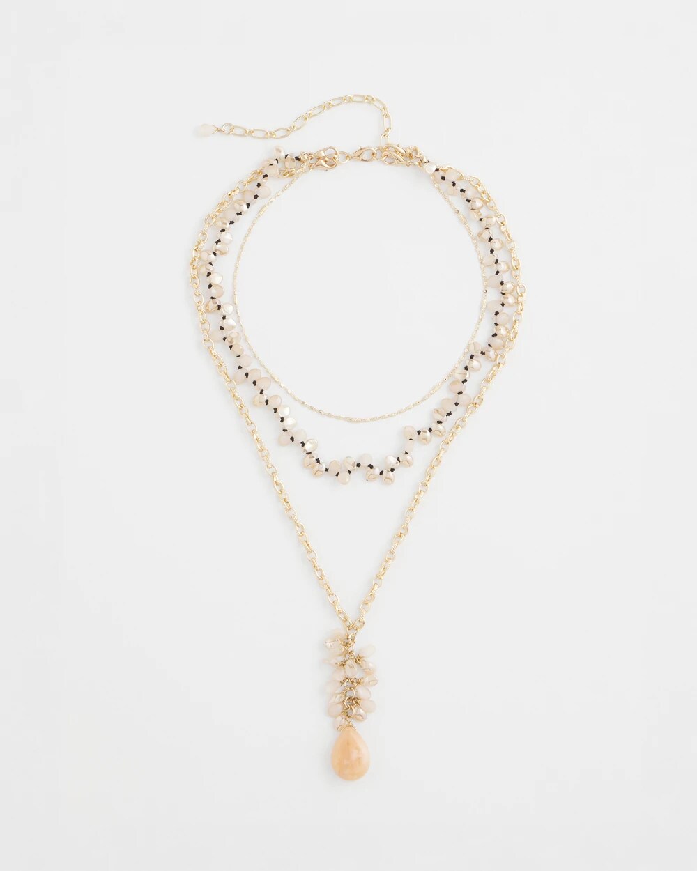 Chico's Convertible Rose Quartz Pendant Necklace PALE PINK