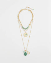 Chico's Convertible Triple-Strand Pendant Necklace GREEN