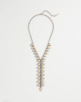 Chico's Vertical Pear Shaped Y-Drop Necklace MIXED METALS