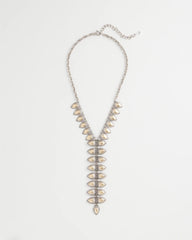 Chico's Vertical Pear Shaped Y-Drop Necklace MIXED METALS
