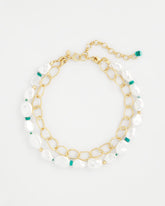 Chico's Pearlescent Goldtone Collar Necklace PEARL
