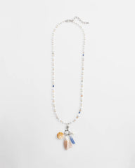 Chico's Seashell Beaded Pendant Necklace MULTI