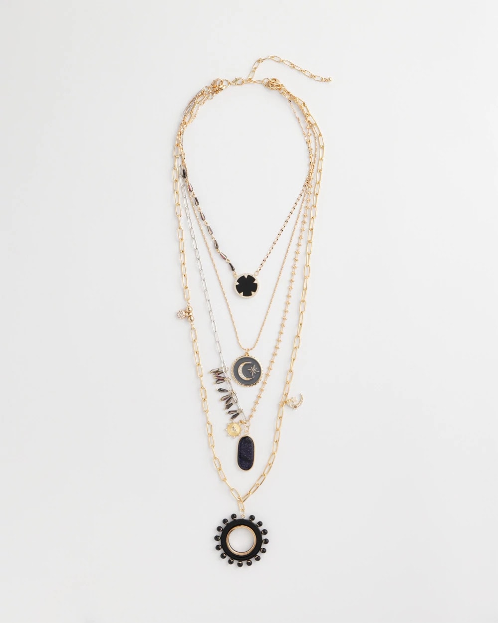 Chico's Convertible Layered Tourmaline Necklace BLACK