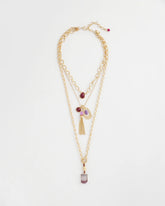 Chico's Convertible Three-Strand Stone Pendant Necklace PURPLE