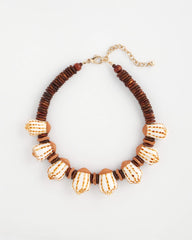 Chico's Shell & Wood Bib Necklace NEUTRAL