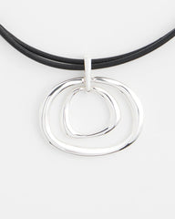 Chico's Silver Tone Rings Pendant Necklace SILVER