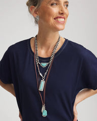 Chico's Convertible Turquoise & Charms Motif Necklace TURQUOISE