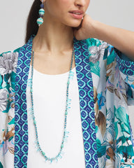 Chico's Teal Beaded Single Strand Necklace TURQUOISE