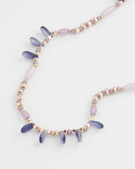 Chico's Purple Beaded Single Strand Necklace PURPLE