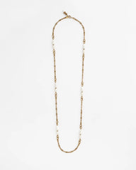 Chico's Single Strand Modern Pearl Necklace WHITE/GOLD