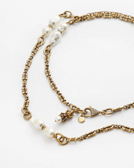 Chico's Single Strand Modern Pearl Necklace WHITE/GOLD