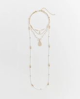 Chico's Convertible Beaded Pendant Necklace WHITE