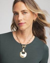 Chico's Goldtone Toggle Pendant Necklace GOLD