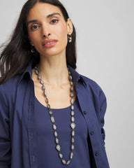 Chico's Frosted Quartz Single Strand Necklace NEUTRAL