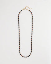 Chico's Art Deco Bar Bead Long Necklace BLACK/GOLD