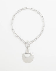 Chico's Silvertone Toggle Pendant Necklace SILVER