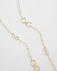Chico's Equestrian Horsebit Long Link Necklace GOLD