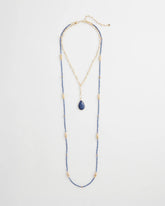 Chico's Convertible Beaded Pendant Necklace BLUE