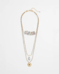 Chico's Convertible Abalone Pendant Necklace NEUTRAL