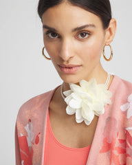 Chico's White Flower Tie Choker Necklace WHITE