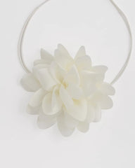 Chico's White Flower Tie Choker Necklace WHITE