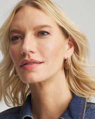 Chico's Gold Lattice Puff Hoop Earrings GOLD